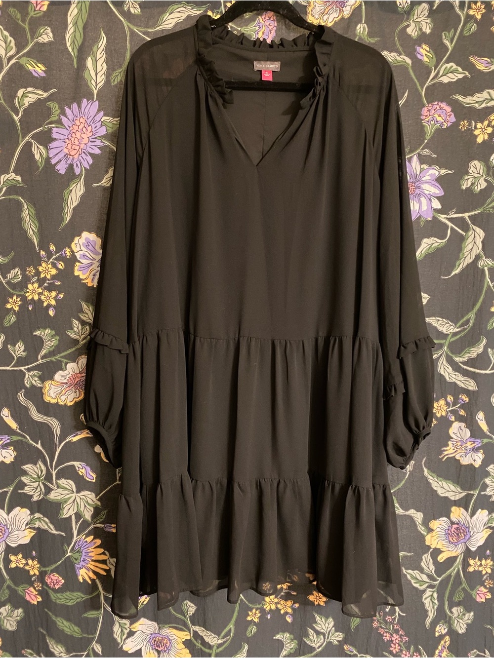 Vince Camuto - Black Ruffle Chiffon Dress